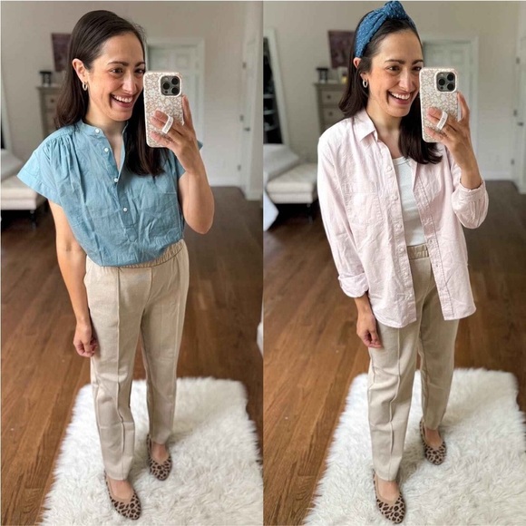 Women's Long Sleeve Collared Button-Down Shirt - Universal Thread™ Pink new - Picture 3 of 5